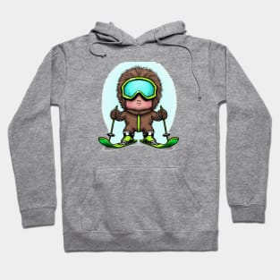 Cute Skiing Chibi Baby Wearing a Fur Suit Hoodie